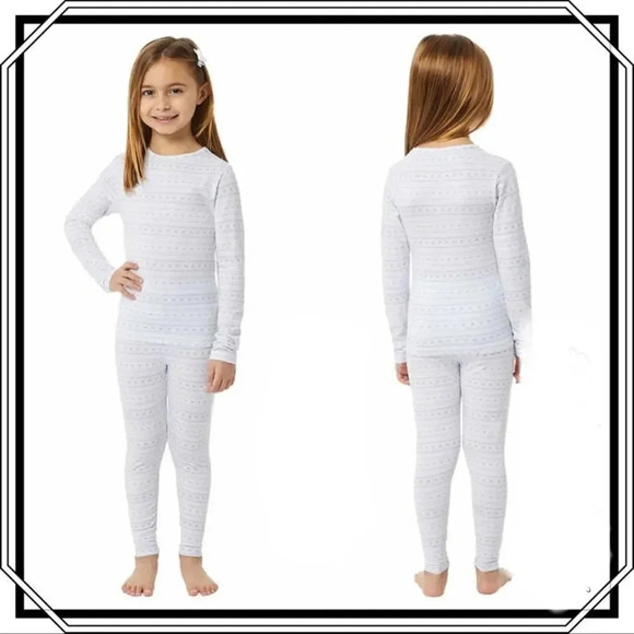 Kids- 32degrees kids heat long sleeve/ legging set XL 16/18 Snowflakes - Picture 1 of 10